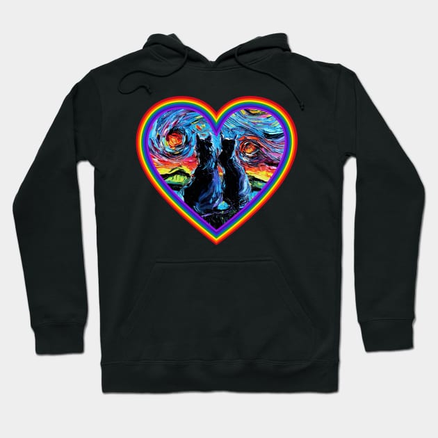 van Gogh's Cats in a rainbow heart Hoodie by sagittariusgallery